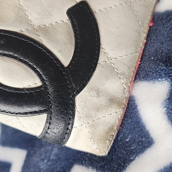 Chanel White Black Hot Pink Cambon Long Bifold Wallet - Picture 2 of 6